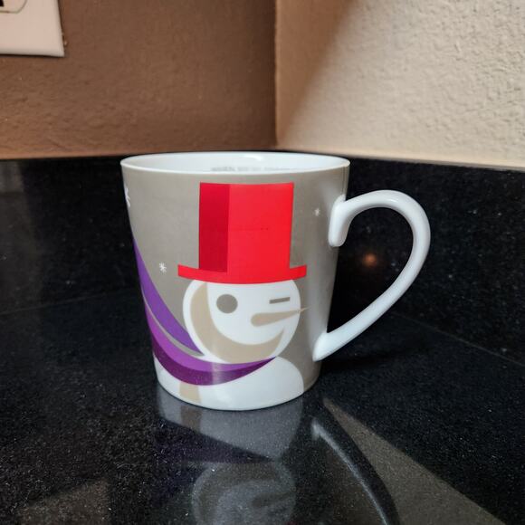 STARBUCKS  Mug Coffee Tea Hot Beverage 16 Oz Winking Snowman 2011 Winter Scarf - Picture 1 of 10